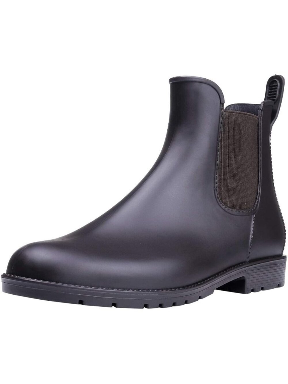 Women's Dark Brown Waterproof Chelsea Stylish Matte Finish Ankle Rain Boots - Picture 1 of 6